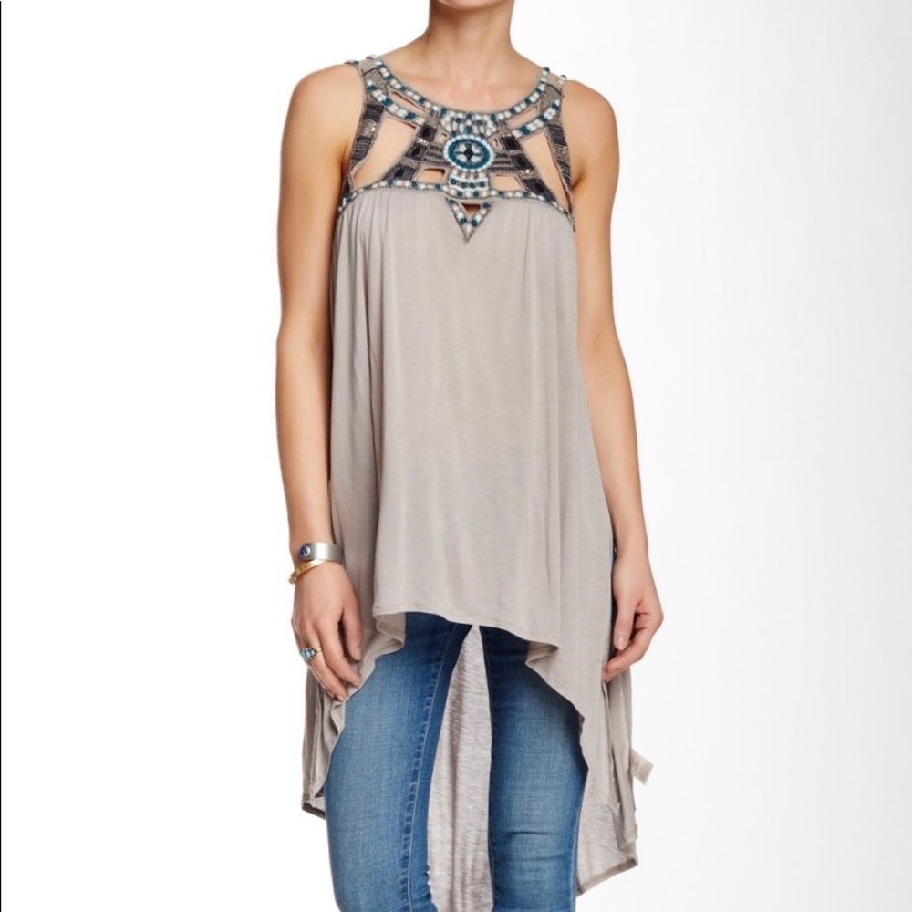 💫🌗 Free People Beaded Embroidered Tunic Top XS